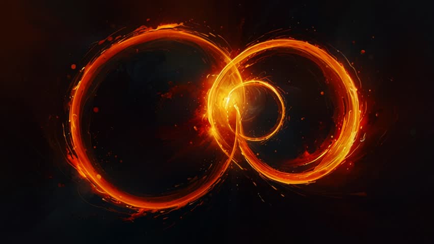 The two main circles intersect in the middle, creating a horizontal figure eight shape.