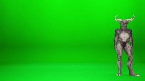A photorealistic 3D CGI Minotaur or Demon character with horns performing a dynamic and aggressive dance sequence on a green screen.
 - Powered by Shutterstock - Get 15% off with code: PIKWIZARD15