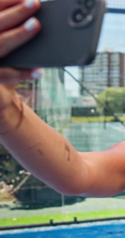 Selfie, tennis and friends or women on court for sports athlete, tournament memory and social media. Padel player, profile picture and contest photography with people outdoor for fitness and smile