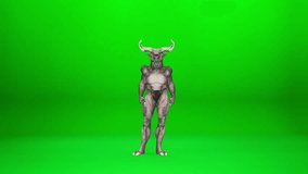 A photorealistic 3D CGI Minotaur or Demon character with horns performing a dynamic and aggressive dance sequence on a green screen.
 - Powered by Shutterstock - Get 15% off with code: PIKWIZARD15