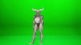 A photorealistic 3D CGI Minotaur or Demon character with horns performing a dynamic and aggressive dance sequence on a green screen.
 - Powered by Shutterstock - Get 15% off with code: PIKWIZARD15