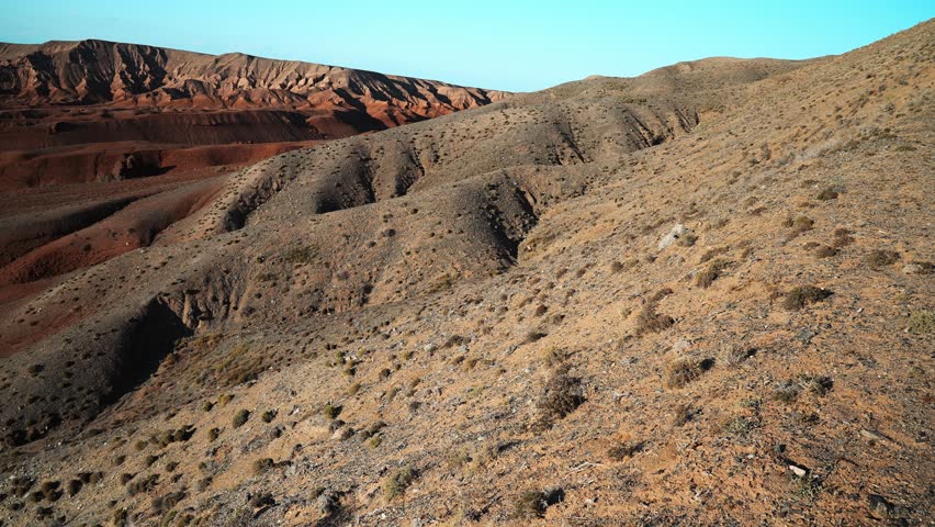 Boguty. The Red Mountains. National Nature Park. The view is like from the planet Mars. Background, chromakey.
