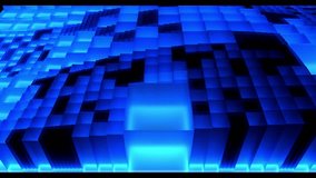 Seamless looping animation of a futuristic blue landscape made of glowing cubes. Abstract technology and data concept background - Powered by Shutterstock - Get 15% off with code: PIKWIZARD15