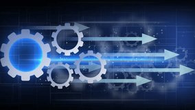 Digital Technology Process Flow with Skull and Crossbones Icon and Arrows on Blue Gradient Background - Powered by Shutterstock - Get 15% off with code: PIKWIZARD15