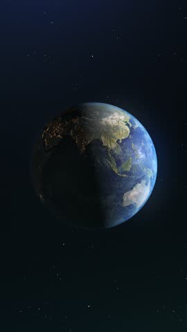Realistic planet Earth. Spinning globe in outer space. Realistic 3d render.