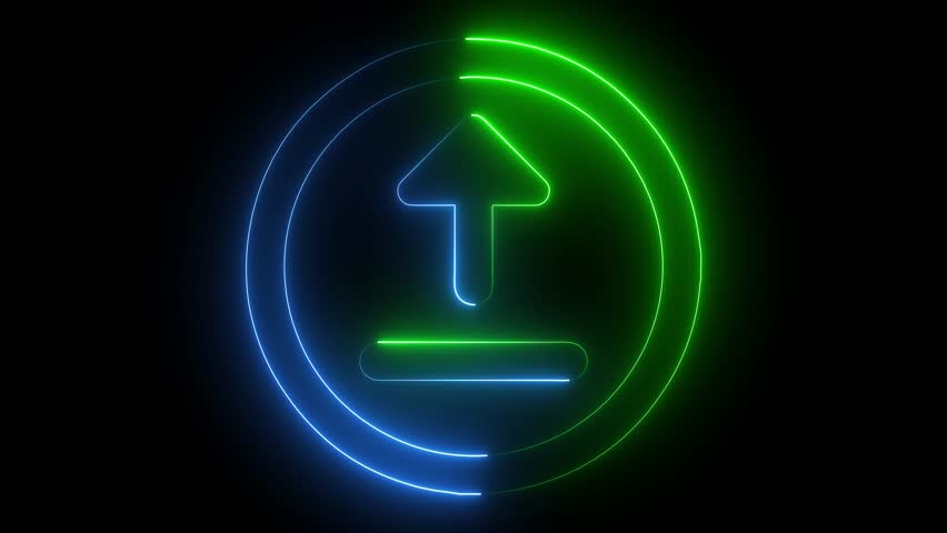 Glowing Up arrows for upload and download process red and green color saber effect animation