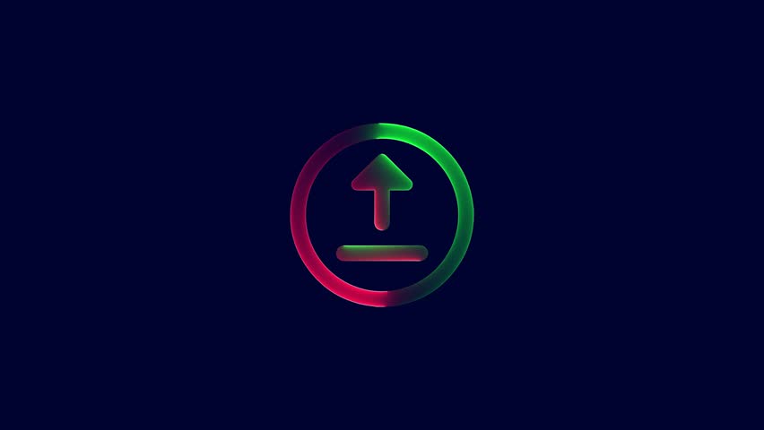 Glowing Up arrows for upload and download process red and green color saber effect animation