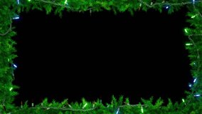 Christmas frame or new year frame with fir or pine leaves and light bulbs blinking. 4K loop animation - Powered by Shutterstock - Get 15% off with code: PIKWIZARD15