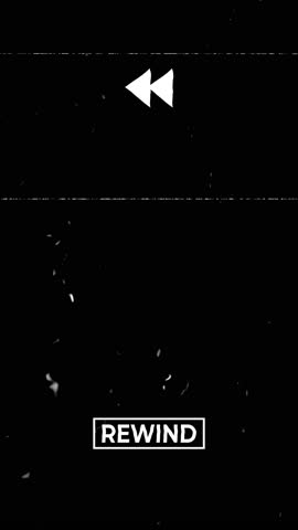 Rewind VHS Title Screen with Analog Glitch and Retro Aesthetic