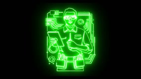 Futuristic neon technician repairing electronics digital circuit 4k Loop background. - Powered by Shutterstock - Get 15% off with code: PIKWIZARD15