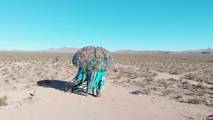 Desert Art. Jellyfish. Nipton, CA Drone. 4K