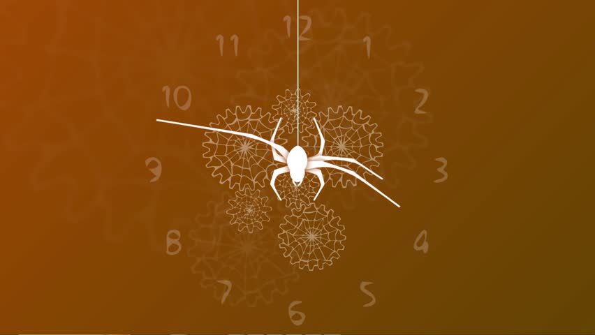 Animated Clock Face with Spider and Cobweb Gears for Halloween Time - Powered by Shutterstock - Get 15% off with code: PIKWIZARD15