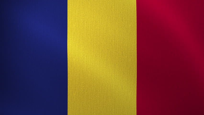 Romania flag flutters in the wind. looped animation. Background. Concept for the country's national day and holidays.