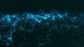 Looping turquoise particle waves forming a glowing fluid motion field with shimmering depth and smooth dynamic movement. - Powered by Shutterstock - Get 15% off with code: PIKWIZARD15