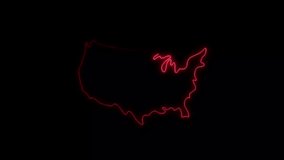 Neon Outline Map of USA with Text animation 4k resolution motion Background. glowing United state America map icon, USA Map Borders looping isolated on black screen.
 - Powered by Shutterstock - Get 15% off with code: PIKWIZARD15