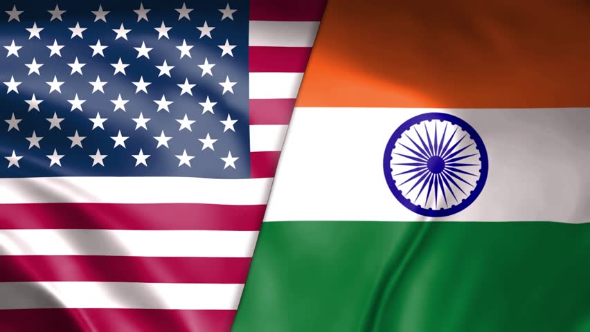USA vs India animated 4K flag background