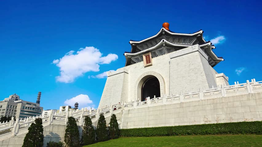 Chiang Kai Shek Memorial Hall in Taipei, Taiwan.Taipei, Taiwan Chiang Kai shek Memorial Hall in Taipei city of Taiwan 4K Timelapse of Chiang Kai Shek Memorial hall in Taipei City, Taiw