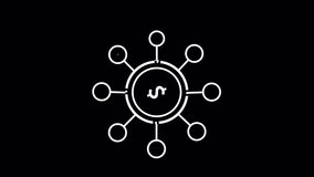 Minimal financial network icon animation showing a central dollar symbol connected to multiple nodes, representing digital finance, fintech systems, and decentralized money networks. - Powered by Shutterstock - Get 15% off with code: PIKWIZARD15