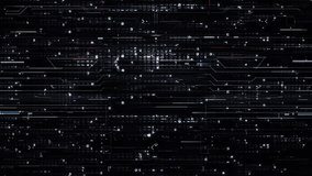 Digital screen displays a complex futuristic interface with moving lines, glitching symbols, and data streams, creating a high tech visual - Powered by Shutterstock - Get 15% off with code: PIKWIZARD15