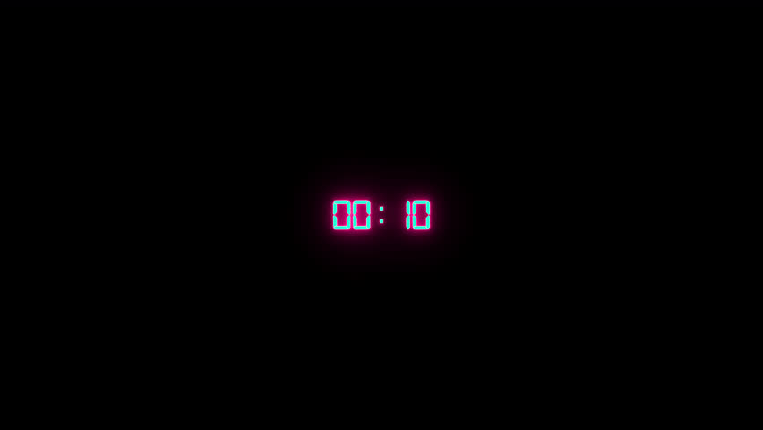 10 second countdown timer animation, from 10 sec to 0 sec on a transparent background, ten second countdown timer with alpha channel in 4k.
