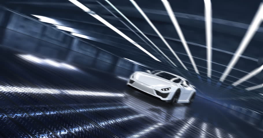 Motion graphics showing generic sport car dashboard and V8 engine revs. Car engine related 3d animation.