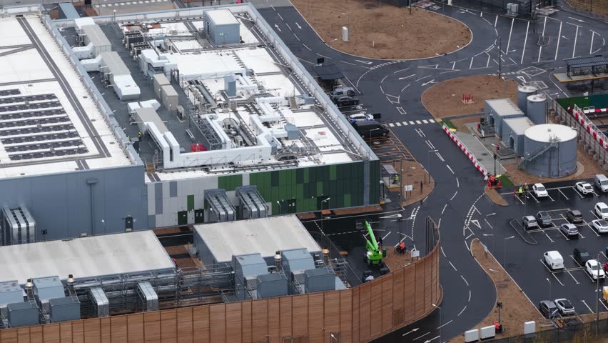 Construction of large scale data center in Waltham Cross, England.