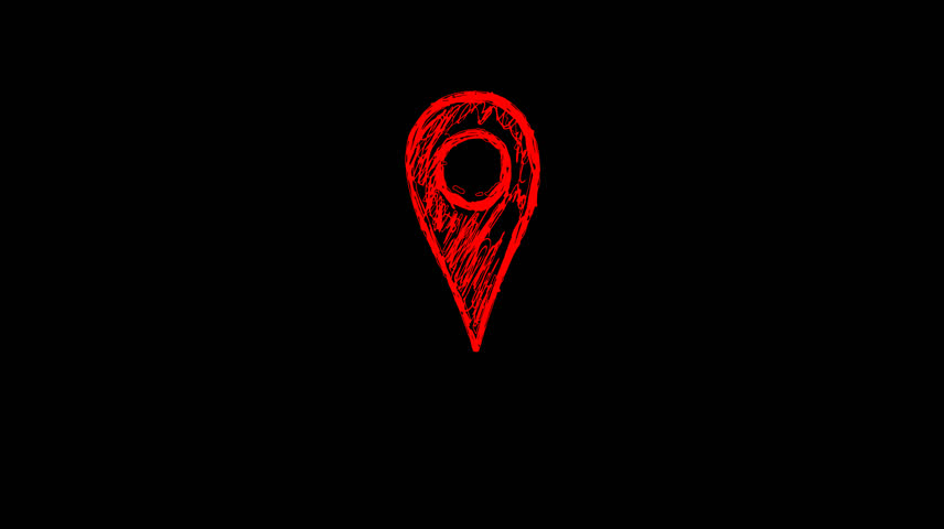 Bouncing location marker, hand drawn doodle icon 