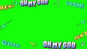 Dynamic comic book sound effects and exclamations like SLAP SLAP GOSH and OH MY GOD explode with vibrant energy - Powered by Shutterstock - Get 15% off with code: PIKWIZARD15