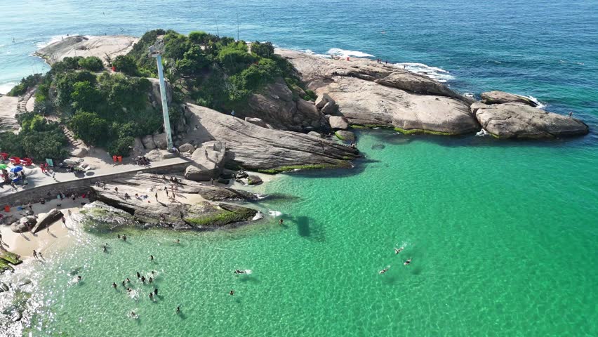 Aerial view of Arpoador Beach in Rio de Janeiro, Brazil