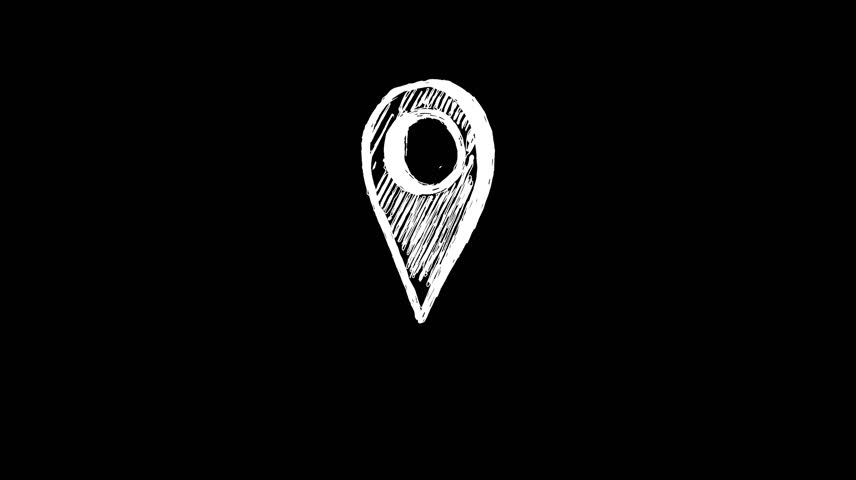 Bouncing location marker, hand drawn doodle icon 