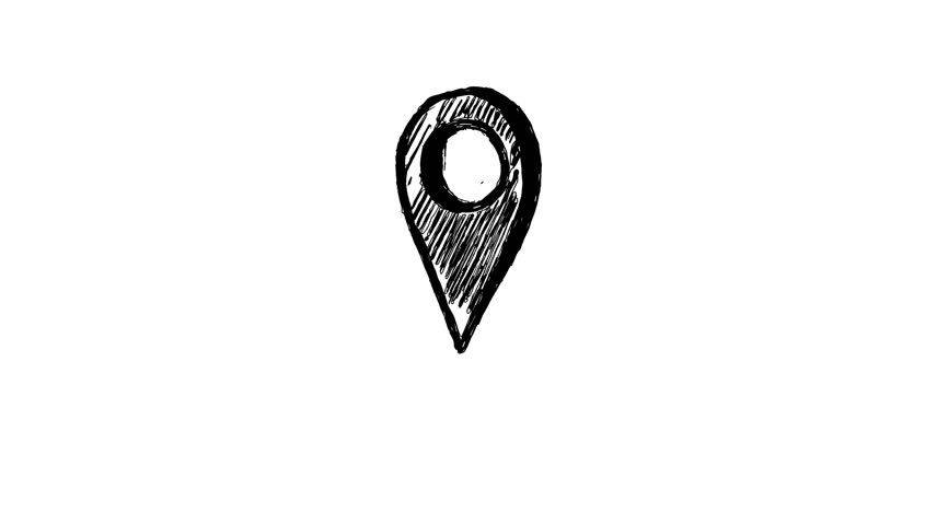 Bouncing location marker, hand drawn doodle icon 