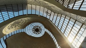 Interior architectural detail windows backlit by sunset sun of the DITIB Central Mosque in Cologne, Germany - Powered by Shutterstock - Get 15% off with code: PIKWIZARD15