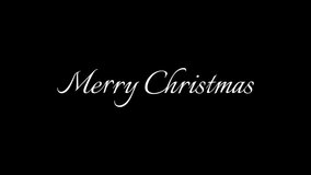 Elegant White "Merry Christmas" Lettering and Caligraphy Text, perfect for holiday greeting, festive cards, posters, and luxury Christmas designs on 
transparent or dark backgrounds. 4k video. - Powered by Shutterstock - Get 15% off with code: PIKWIZARD15