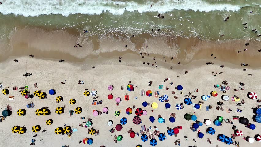 Aerial view of Copacabana Beach in Rio de Janeiro, Brazil