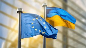 EU and Ukraine flags on poles - Powered by Shutterstock - Get 15% off with code: PIKWIZARD15