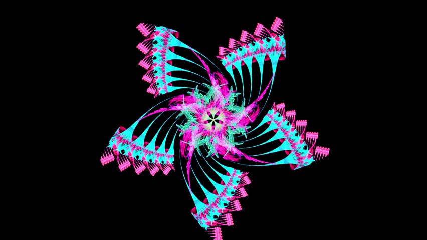Neon Fractal Flower Rotation - Abstract Psychedelic Motion Graphic