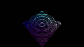 Seamless loop animation of a colorful gradient wireframe grid undulating with concentric waves on a black background. - Powered by Shutterstock - Get 15% off with code: PIKWIZARD15