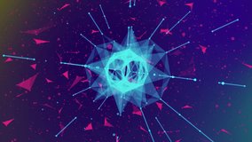 Seamless rotating 3D geometric core with particles, dots and polygons on a colorful gradient technology background - Powered by Shutterstock - Get 15% off with code: PIKWIZARD15
