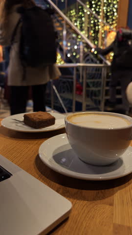 Cafe work snapshot, Candid moment of productivity in cozy coffee shop setting with ambient