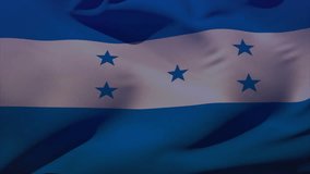 Honduras flag rippling left-to-right with forearm entering beneath fabric, sending waves across HUD. Digital, futuristic, holographic, motion, emblem, national, studio - Powered by Shutterstock - Get 15% off with code: PIKWIZARD15
