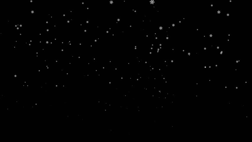 Beautiful loop falling moving white snowflakes particles animaiton on black abstract Background. 