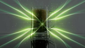 Glass mug channeling green ribbons on bright point appearing, sending sparkles and showcasing glow. Light, refraction, reflection, prism, symmetry, halo, radiance - Powered by Shutterstock - Get 15% off with code: PIKWIZARD15