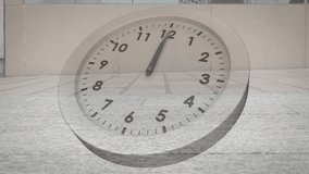Clock overlay starting as hands sweeping while pedestrians crossing plaza, showing time passing. Timepiece, translucent, doubleexposure, motionblur, urban, courtyard, outdoor - Powered by Shutterstock - Get 15% off with code: PIKWIZARD15