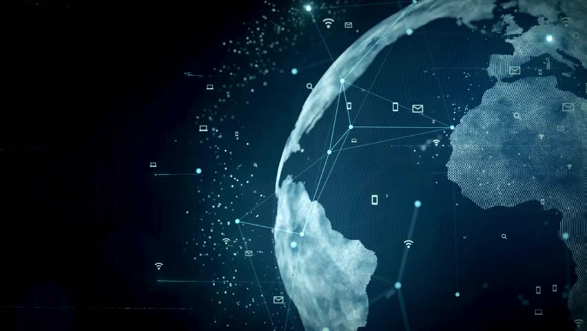 Digital Planet Earth rotating with global network connections and communication data icons - Powered by Shutterstock - Get 15% off with code: PIKWIZARD15