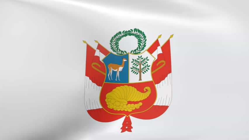 national coat of arms of Peru waving in the wind