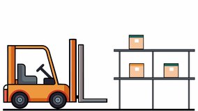 Loading boxes with a forklift in a warehouse. Forklift work, Alpha Channel. Cartoon - Powered by Shutterstock - Get 15% off with code: PIKWIZARD15