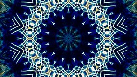 Blue and Yellow Kaleidoscope Starburst With Glowing Symmetrical Lines Abstract Radiant Motion Design - Powered by Shutterstock - Get 15% off with code: PIKWIZARD15