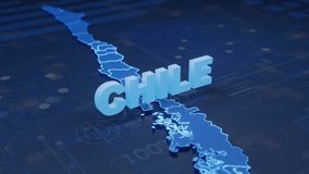Chile Map Futuristic Digital Background. A dynamic animation of Chile's map with glowing text and futuristic UI elements. Ideal for local business, news, and tech. - Powered by Shutterstock - Get 15% off with code: PIKWIZARD15
