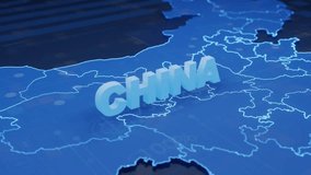 China Map Futuristic Digital Background. A dynamic animation of China's map with glowing text and futuristic UI elements. Ideal for local business, news, and tech. - Powered by Shutterstock - Get 15% off with code: PIKWIZARD15