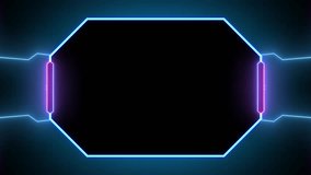 Glowing retro 90s neon frame futuristic high tech HUD interface hologram. Esports game style element overlay on a black background. - Powered by Shutterstock - Get 15% off with code: PIKWIZARD15